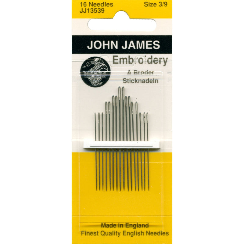 John James Needles - Embroidery Needles - No. 3-9 - 16 pk