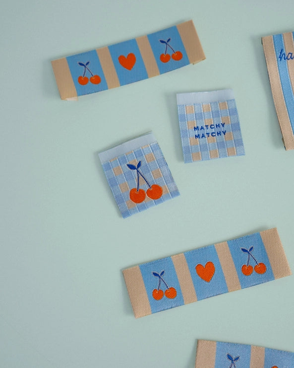 Matchy Matchy Sewing Club - Cherry Square and Rectangle Woven Labels