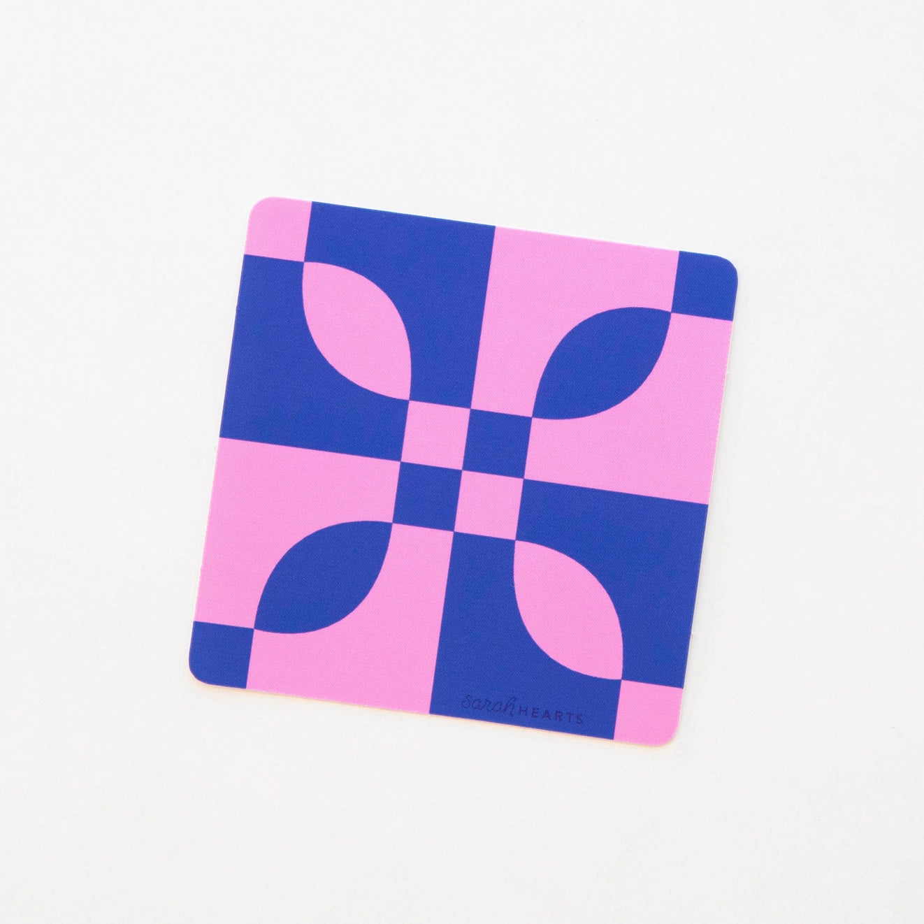 Sarah Hearts - Blue + Pink Quilt Block Sticker