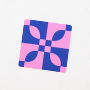 Sarah Hearts - Blue + Pink Quilt Block Sticker
