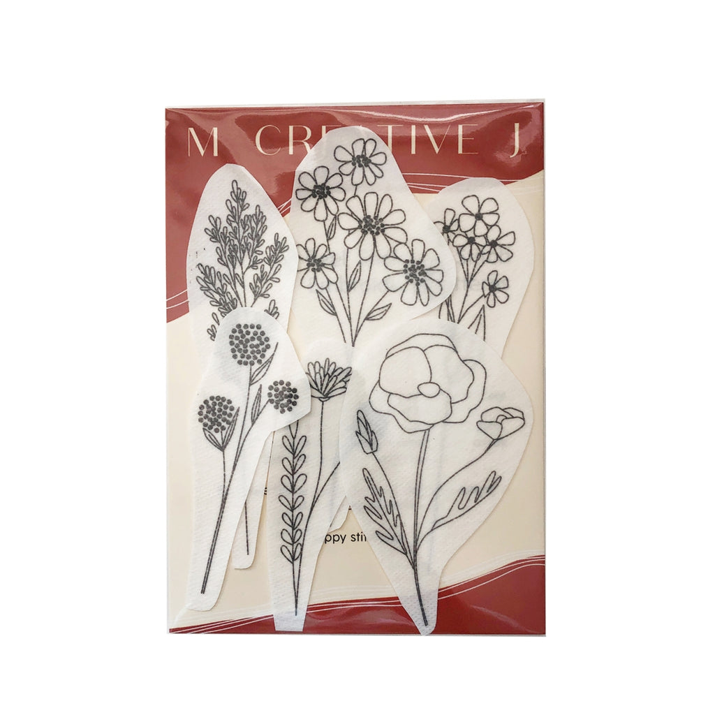 M Creative J Botanical Fiber Art - Stick and Stich Embroidery Patterns - Wildflowers Stems
