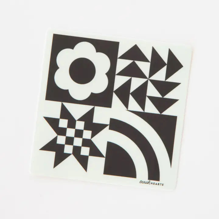 Sarah Hearts - Black and White Quilt Block Sticker