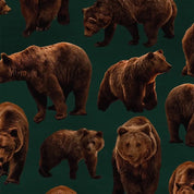 SALE - Paapii - Organic Cotton Brushed Fleece - Bears - Juniper