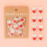 Sarah Hearts - Woven Clothing Label Tags - Red Heart