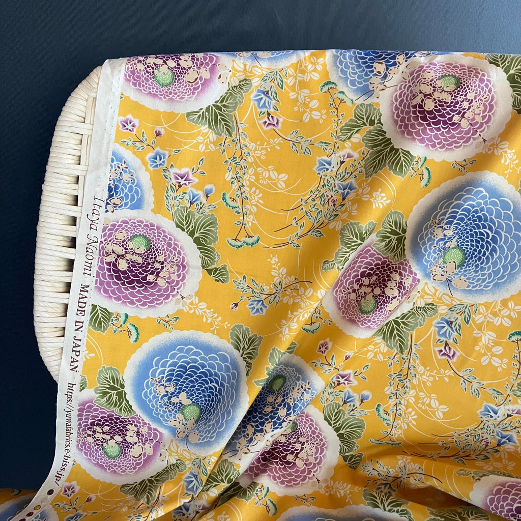 Yuma - Cotton Sheeting - Vintage Flowers - Yellow
