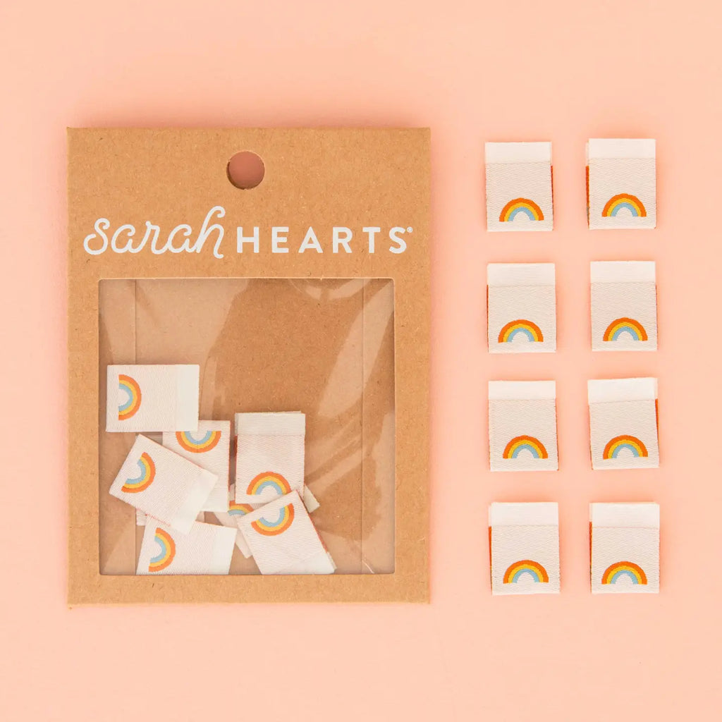 Sarah Hearts - Cotton Sewing Label - Mini Rainbow