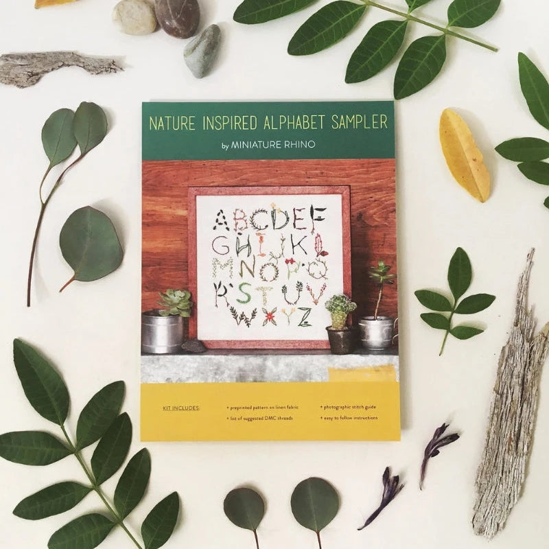 Miniature Rhino - Nature Inspire Alphabet Embroidery Sampler