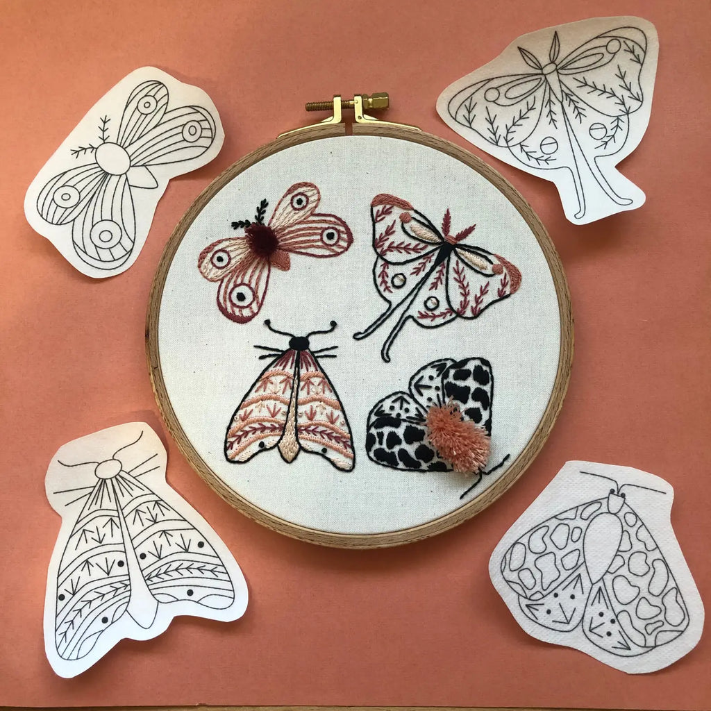 M Creative J Botanical Fiber Art - Stick and Stitch Embroidery Patterns - Moths