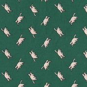 Kokka - Echino - Organic Cotton Oxford - MUDDY WORKS - Cats - Green