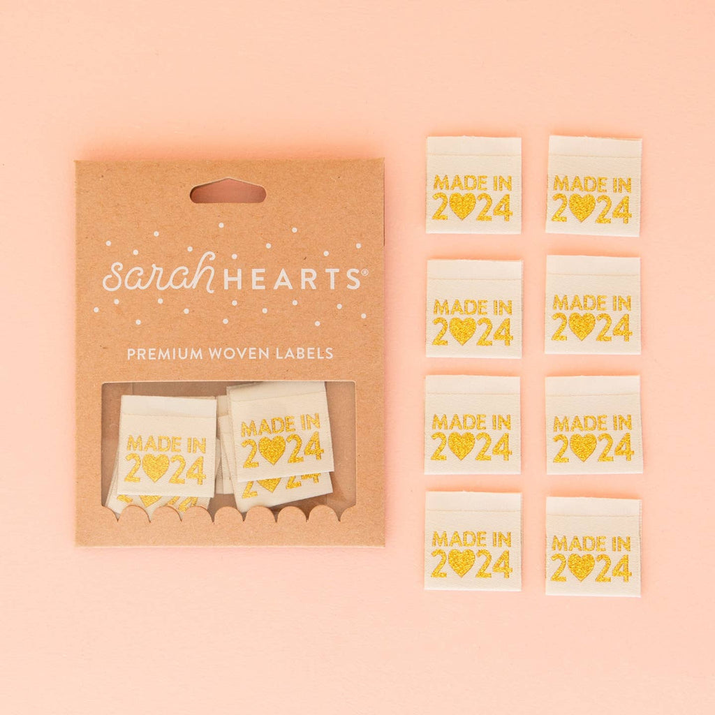 Sarah Hearts - Made in 2024 - Gold Metallic Woven Labels
