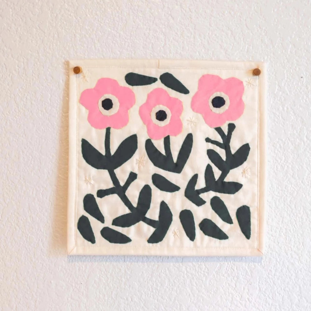 It's All in the Stitch - Appliqué Kit - Floral Scene - Pink and Black