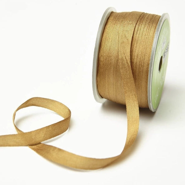 Hand-Dyed Silk Ribbon - 1/4" - Antique Gold
