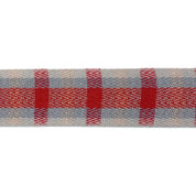 May Arts Ribbon - 16mm Tartan Plaid Twill Ribbon - Red, Gray & Tan Woven