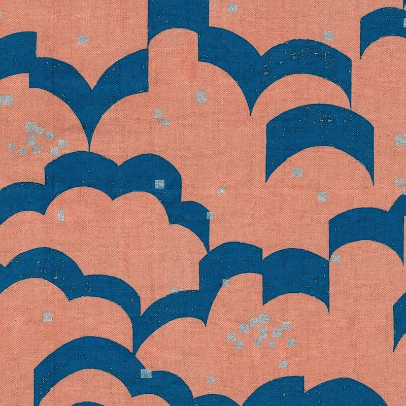 Echino - Cotton/Linen Lightweight Canvas - Float - Salmon and Royal