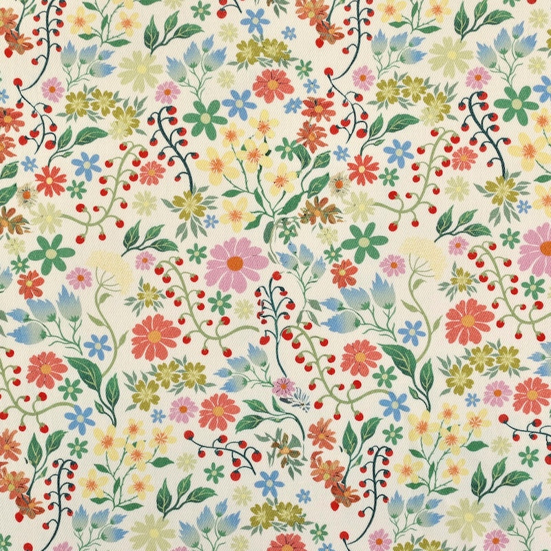 Fabric Godmother - Garden Vine Denim - Ivory
