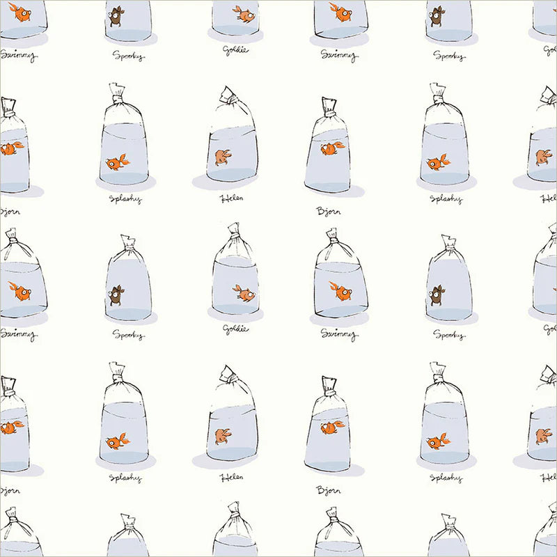Windham - Heather Ross Favorites - Goldfishes in Bags - White