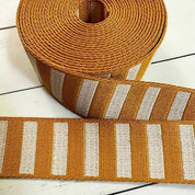 Bold Stripe Webbing - 1 1/2" - Cactus and Off White