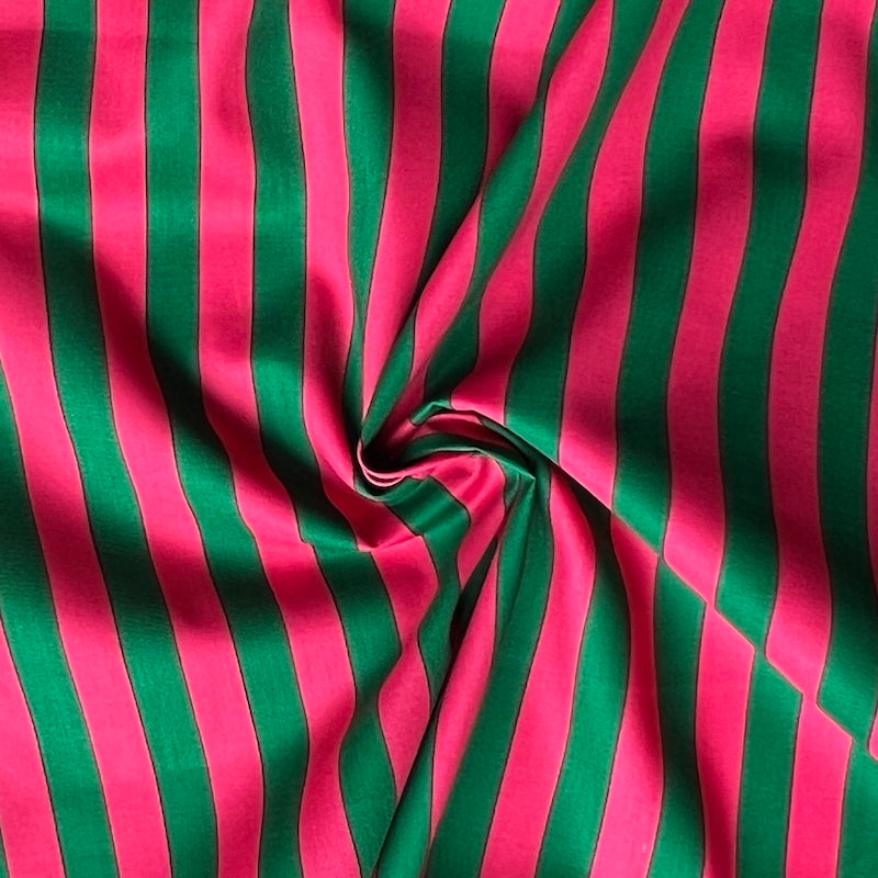 Kokka - Cotton Sheeting - Stripe - Magenta & Green