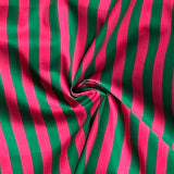 Kokka - Cotton Sheeting - Stripe - Magenta & Green