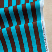Kokka - Cotton Sheeting - Stripe - Cocoa & Aqua