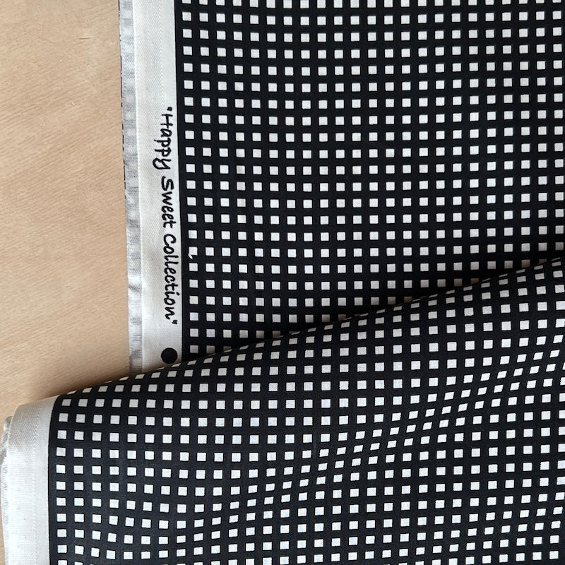 Vancet - Cotton Sheeting - Tiny Windowpane Plaid - Black