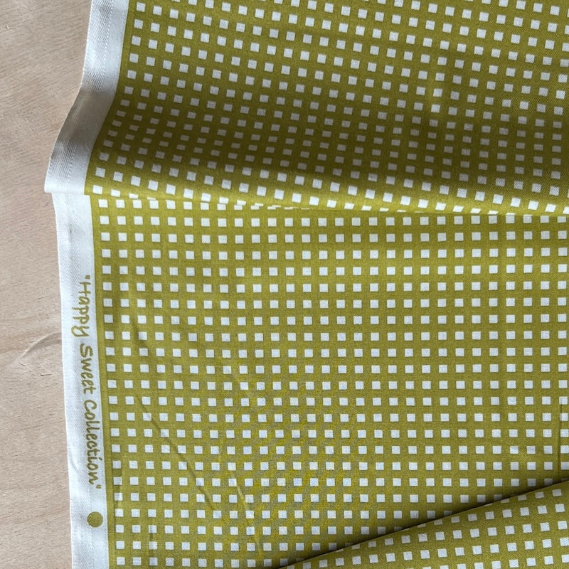 Vancet - Cotton Sheeting - Tiny Windowpane Plaid - Chartreuse