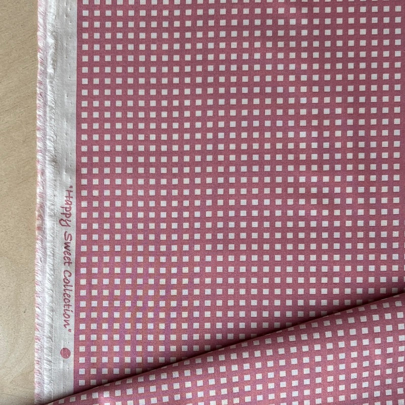 Vancet - Cotton Sheeting - Tiny Windowpane Plaid - Pink