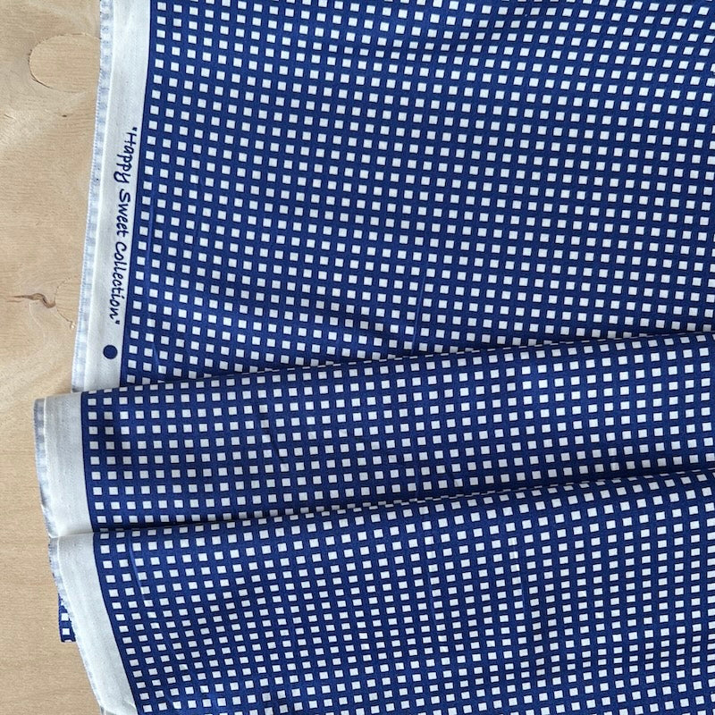 Vancet - Cotton Sheeting - Tiny Windowpane Plaid - Dark Blue