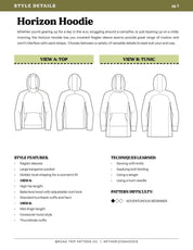 Road Trip Pattern Co. - Horizon Hoody - PDF and Printed Pattern