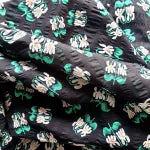 Pigeon Wishes - Deadstock Cotton Seersucker - Floral on Black