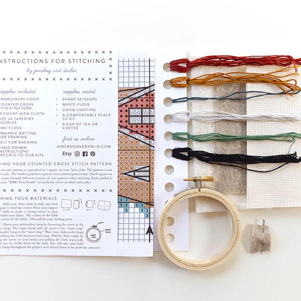 Junebug & Darlin - 3 Inch Cross Stitch Kit - Vintage Cabin