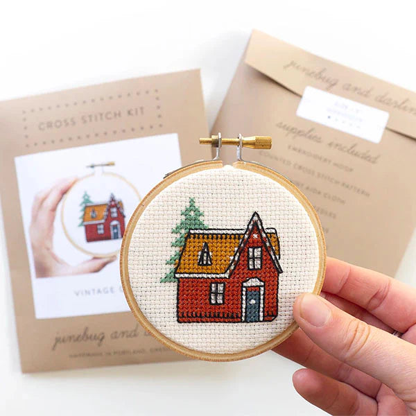 Junebug & Darlin - 3 Inch Cross Stitch Kit - Vintage Cabin