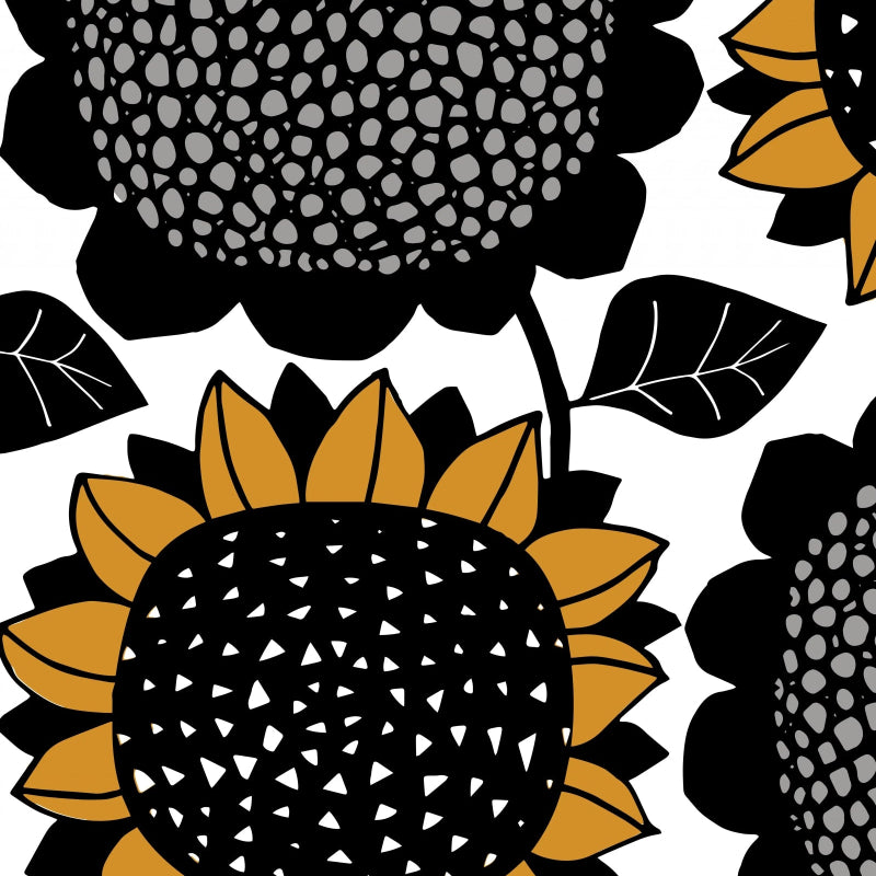 Paapii - Organic Cotton Canvas - Giant Sunflower - Ochre - Panel