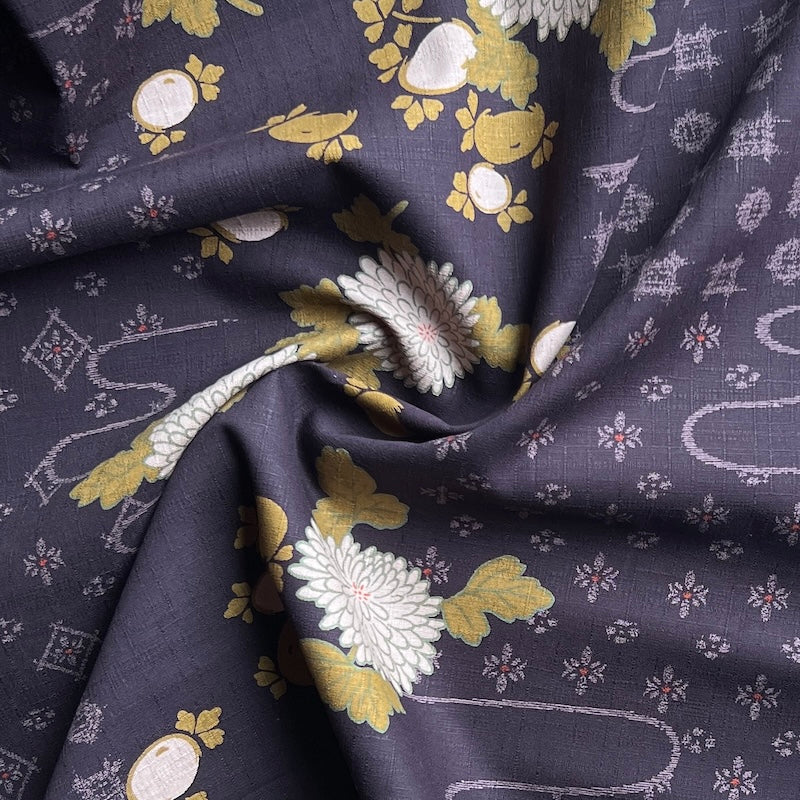 Kobayashi - Cotton Dobby - Fruit & Floral - Aubergine