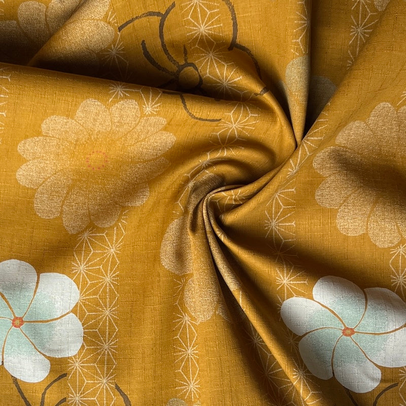 Kobayashi - Cotton Dobby - Traditional Floral - Golden Ochre
