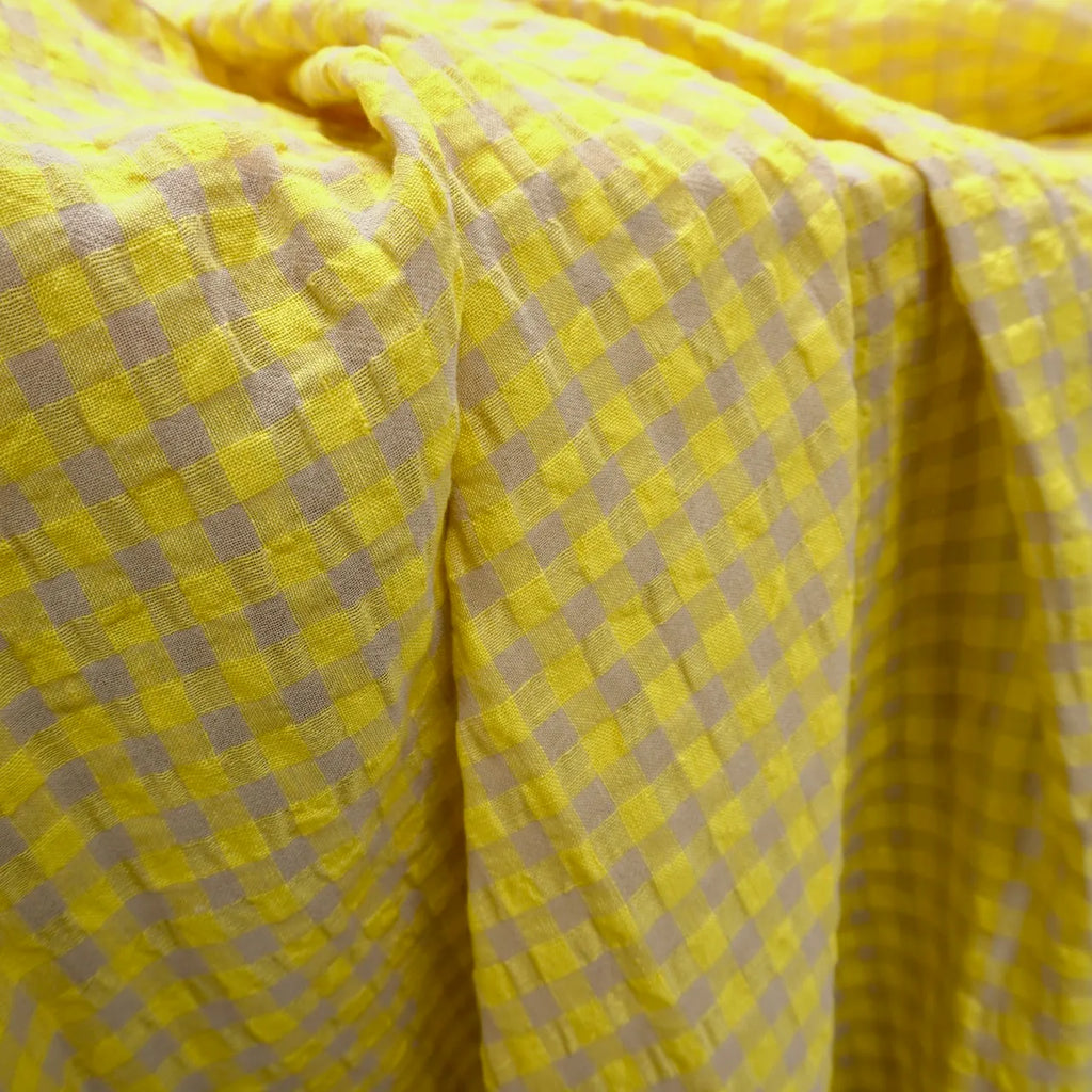 Pigeon Wishes - Bubble Linen Gingham - Yellow and Natural