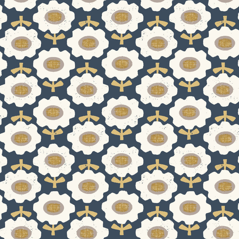 Cotton + Steel - Fox & Flutter - Morning Bloom - Blue Dusk