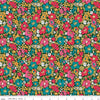 Floral fabric pattern with a ruler at the bottom for scale.