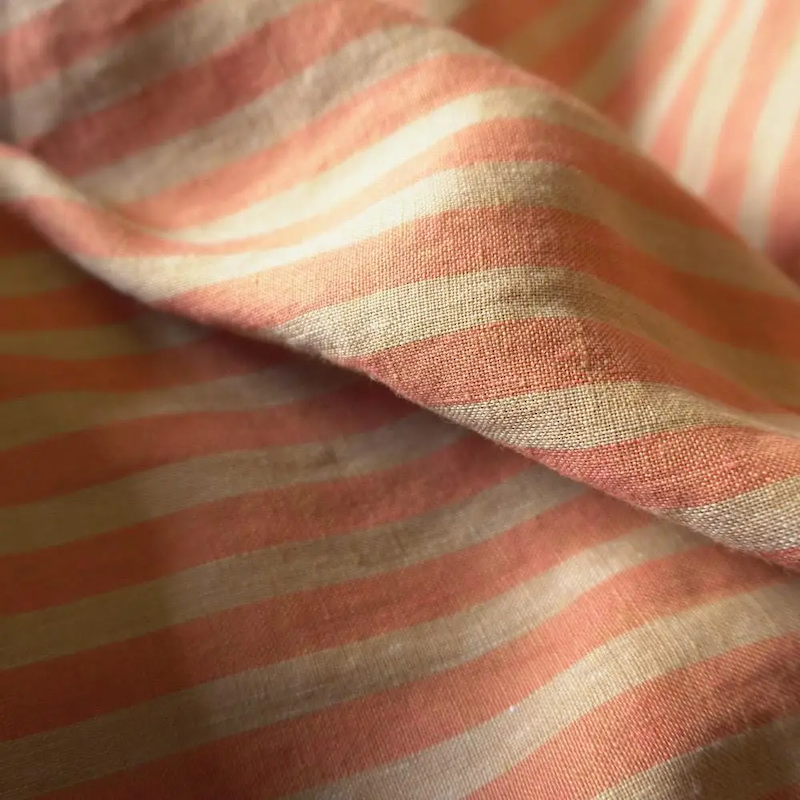 Pigeon Wishes - Washed Yarn Dyed Linen Stripe - Orange & Beige