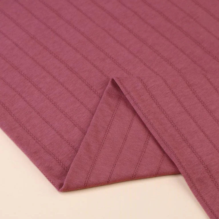 Mind the Maker - Organic Stripe Pointelle - Rosewood