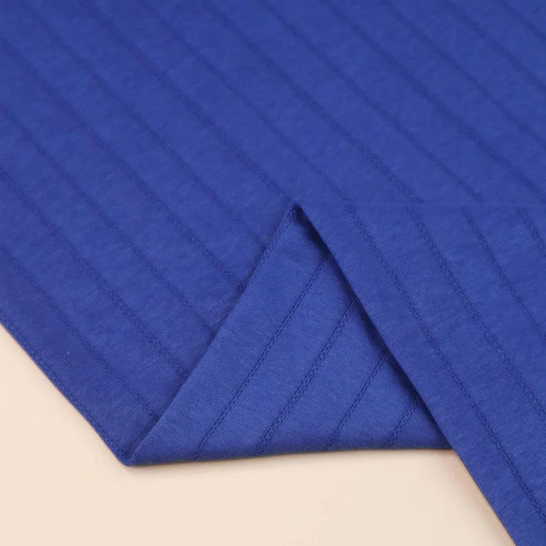 Mind the Maker - Organic Stripe Pointelle - Cobalt Blue