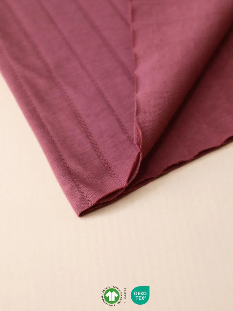 Mind the Maker - Organic Stripe Pointelle - Rosewood