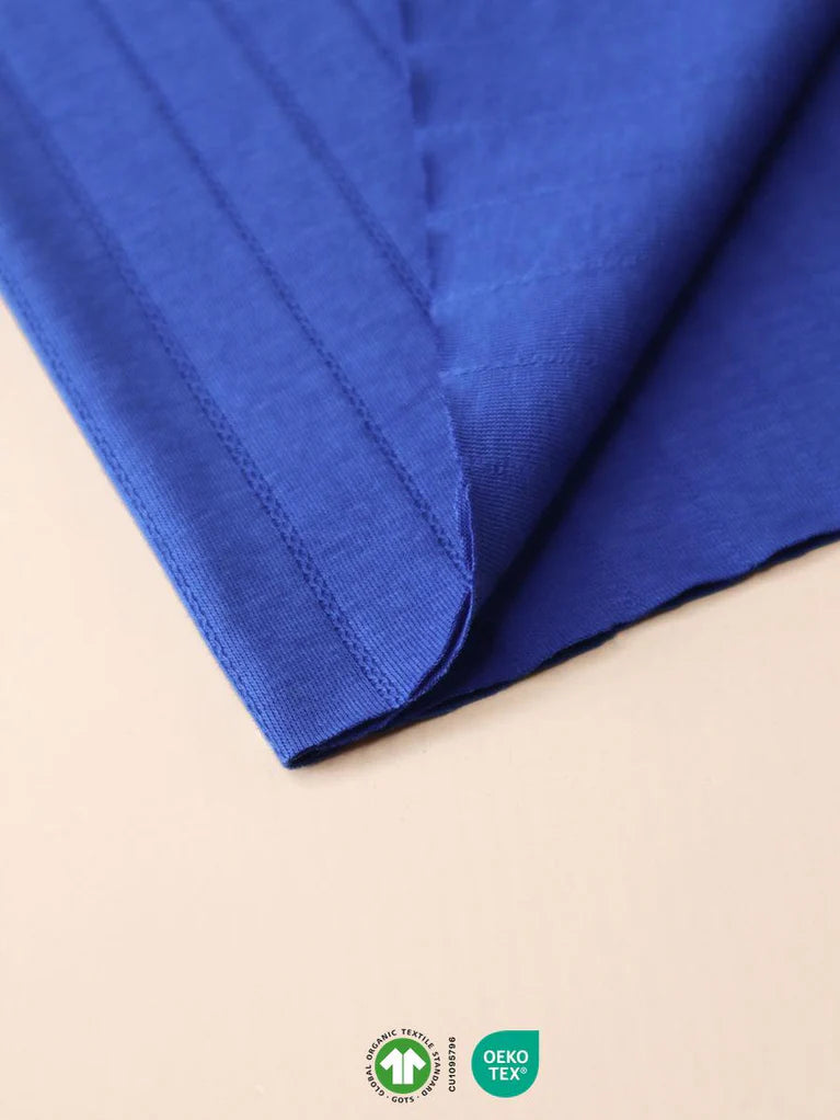 Mind the Maker - Organic Stripe Pointelle - Cobalt Blue