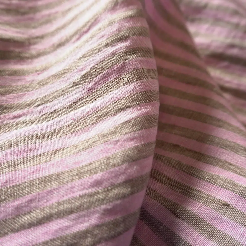 Pigeon Wishes - Washed Yarn Dyed Linen Stripe - Pink & Beige