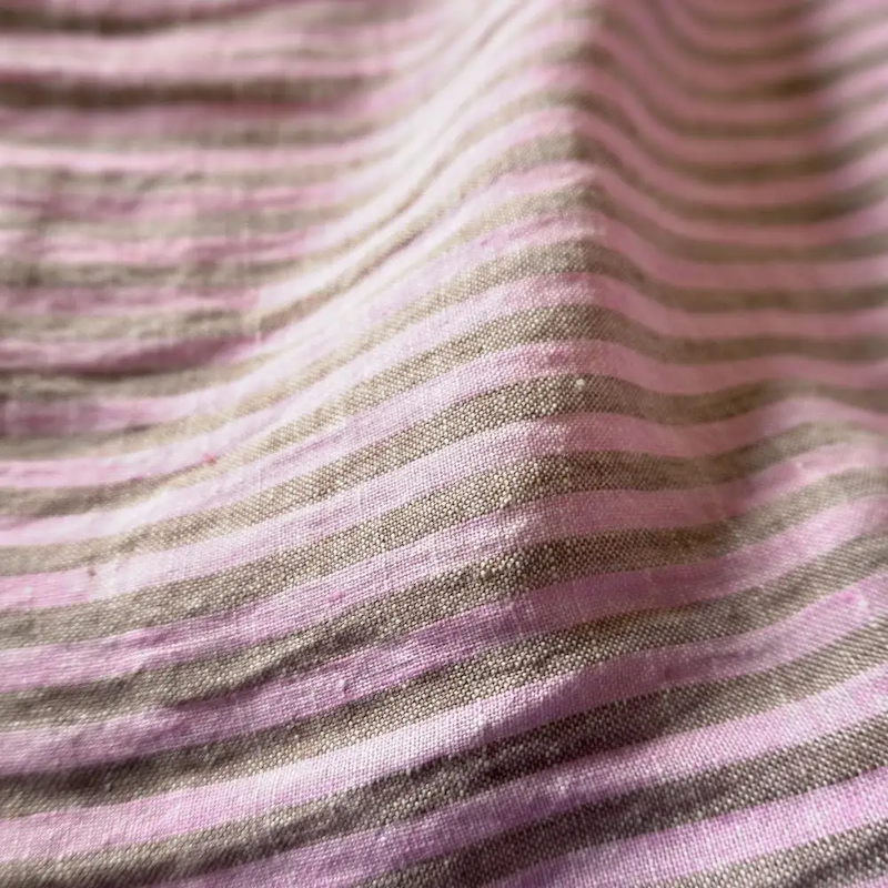 Pigeon Wishes - Washed Yarn Dyed Linen Stripe - Pink & Beige