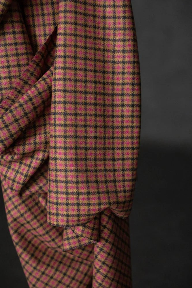 Merchant & Mills - Deadstock - Wool Coating - Raspberry Butterscotch Check