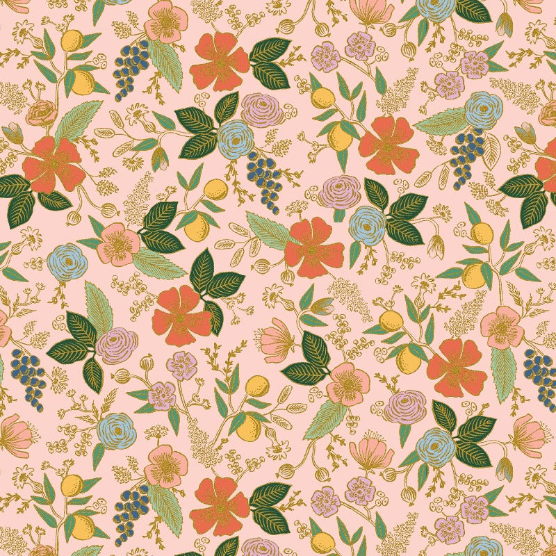 Rifle Paper Co. - Orchard - Collette - Blush Metallic Fabric