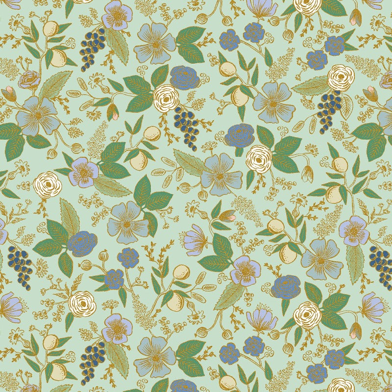 Rifle Paper Co. - Orchard - Collette - Mint Metallic Fabric