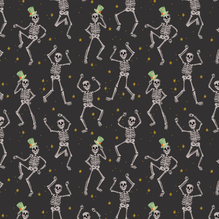 SALE Cotton + Steel - Rifle Paper Co. - Halloween - Skeletons - Black Metallic Fabric