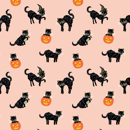 SALE Cotton + Steel - Rifle Paper Co. - Halloween - Black Cat - Blush Metallic Fabric